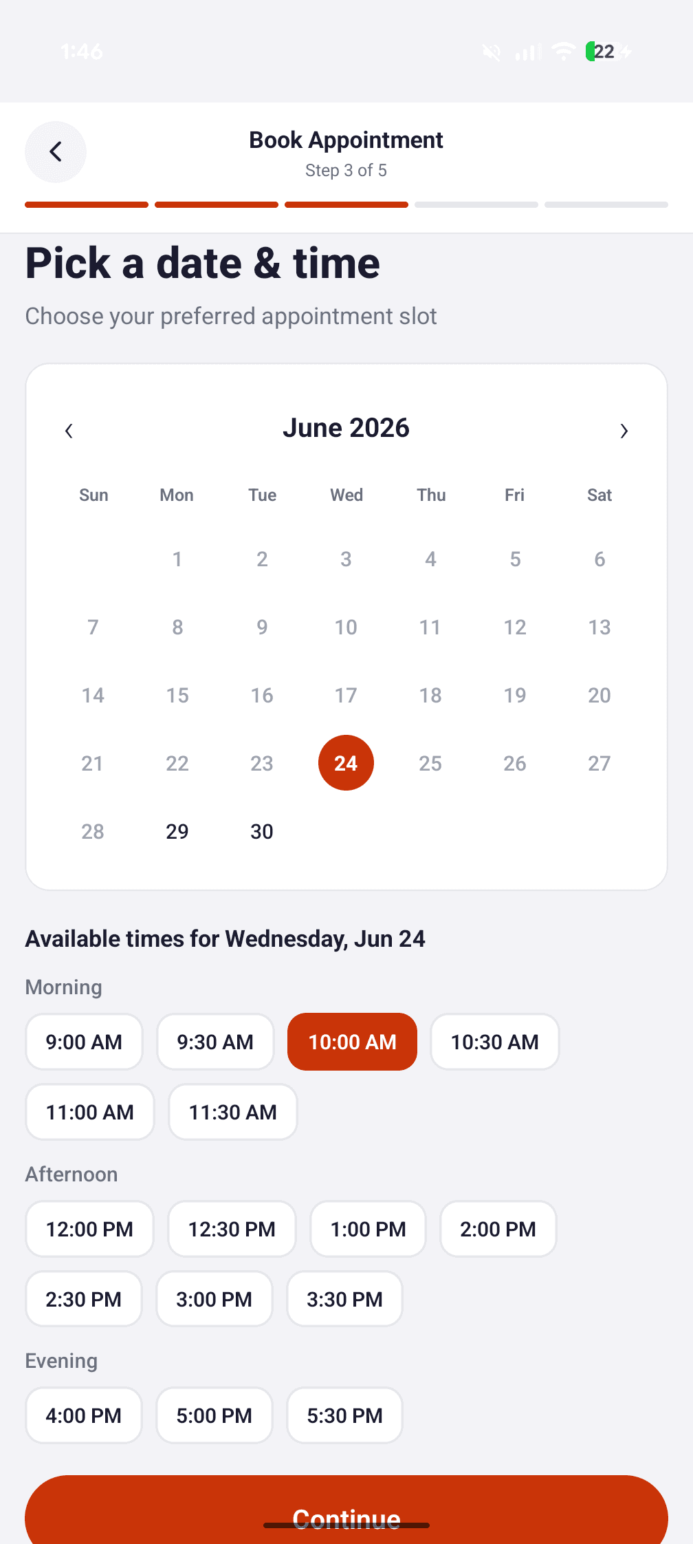 Step 3 — pick a date and time