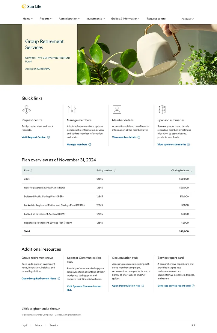 GRS homepage with 4 quick links configuration