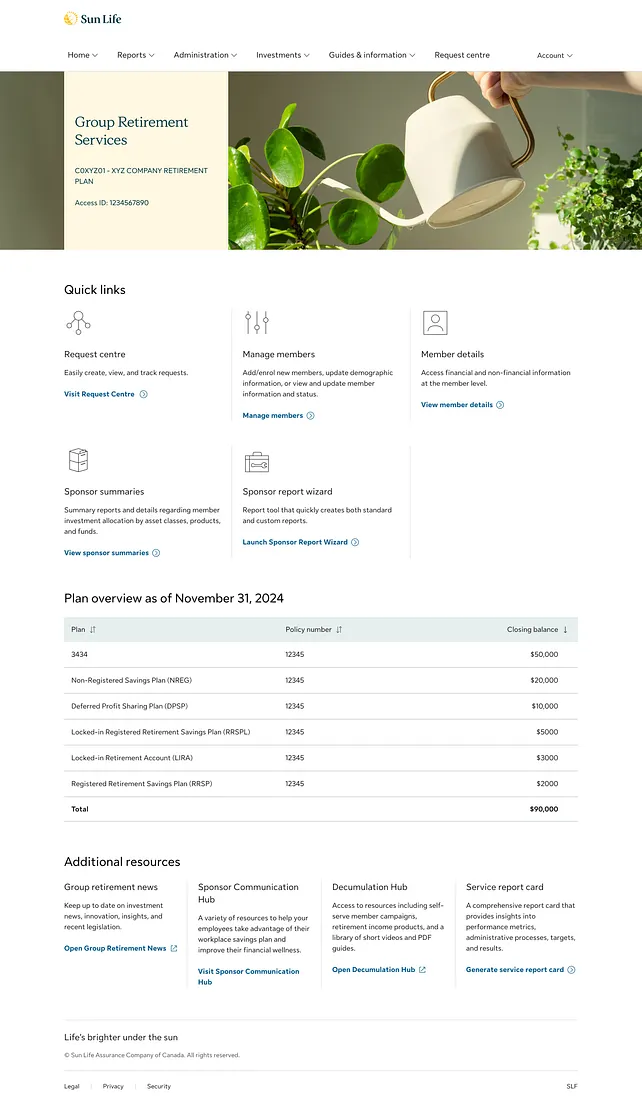 GRS homepage with 5 quick links configuration
