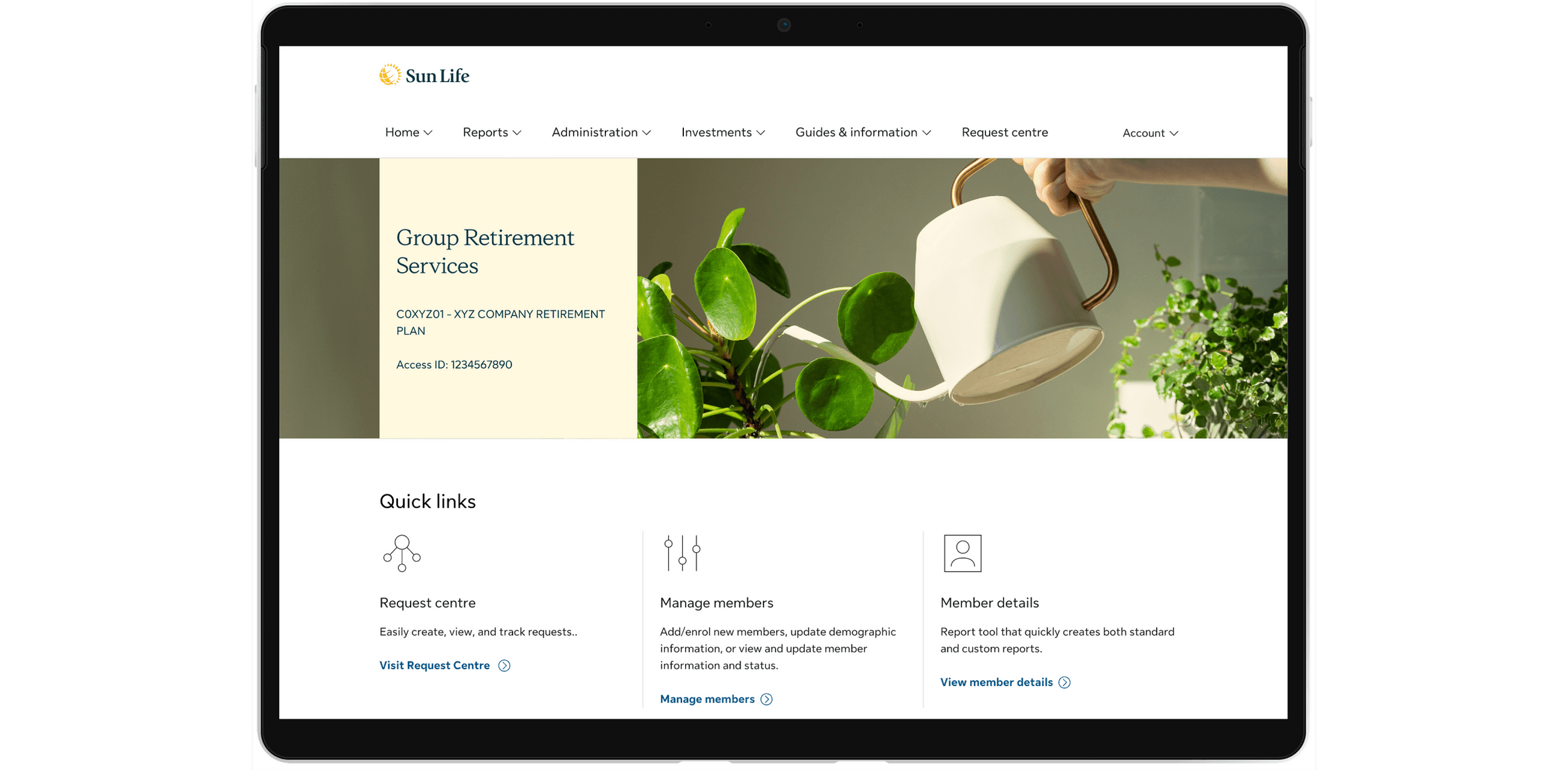 Group Retirement Services homepage project screens