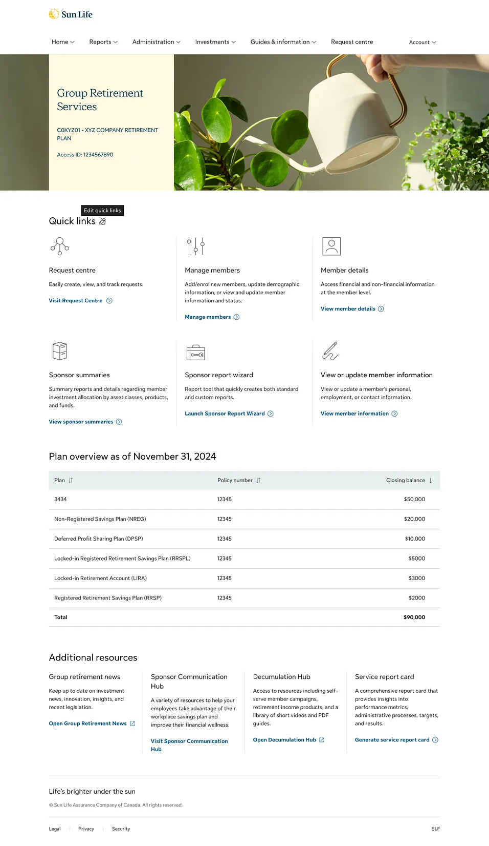 Quick links editing interface, selecting and reordering links