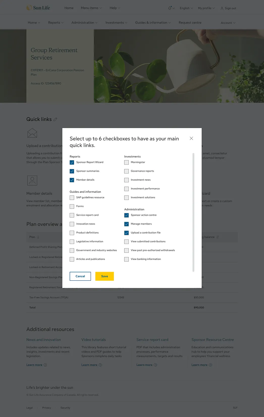 Quick links editing interface, confirmed updated layout