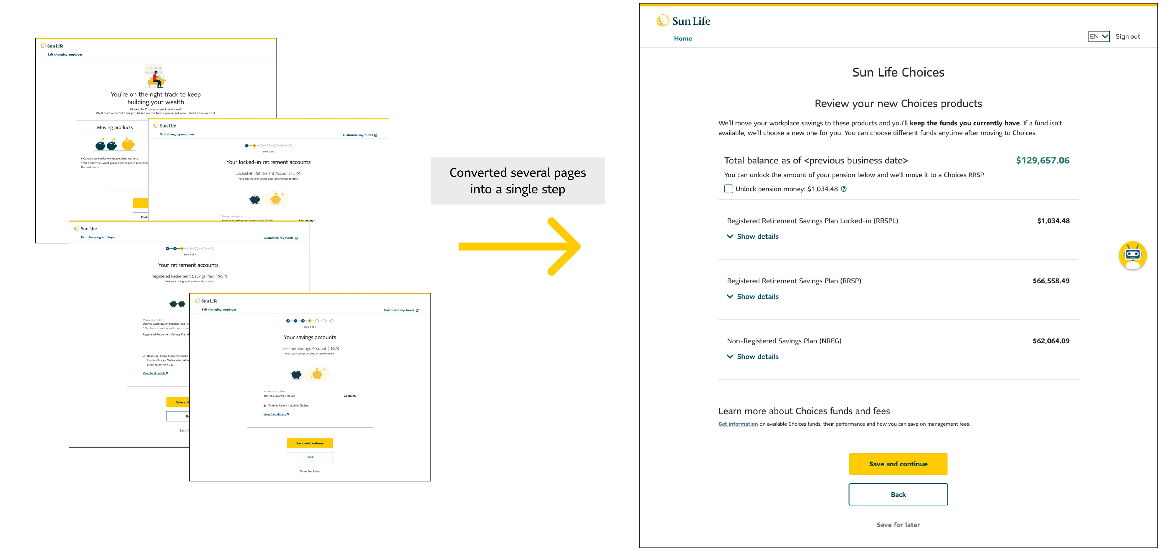 Enrollment flow before and after redesign