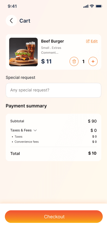 Old customer app: ordering screen 4
