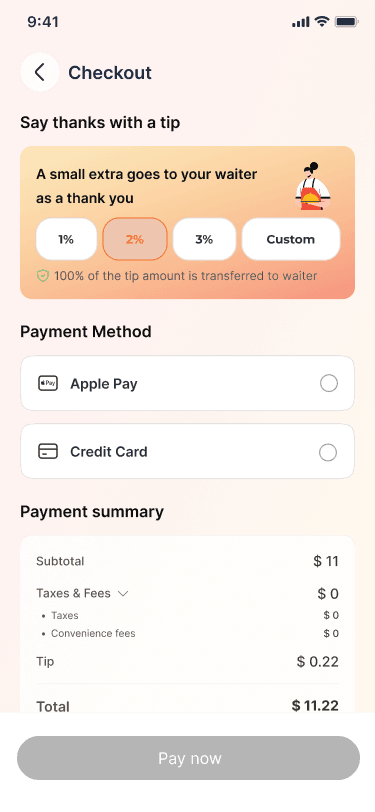 Old customer app: payment screen 2