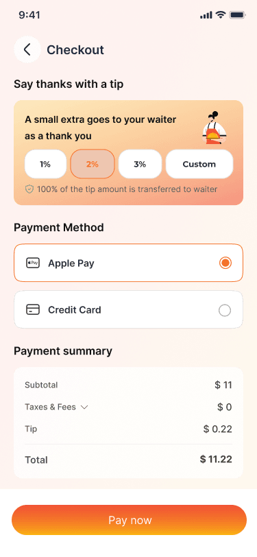 Old customer app: payment screen 3