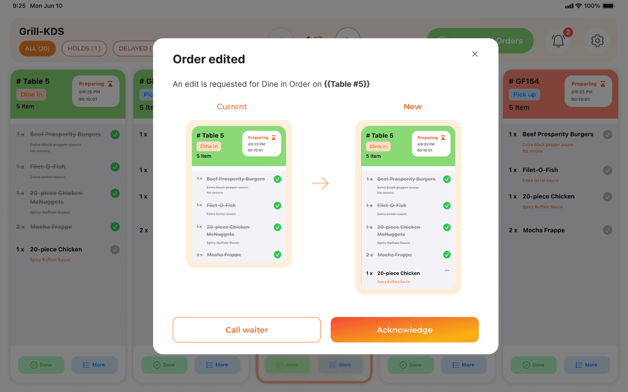Old KDS: edited orders