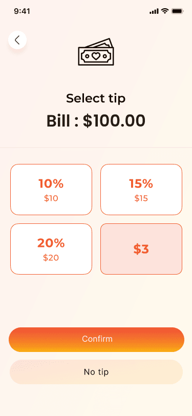 Old waiter app: payment screen 4