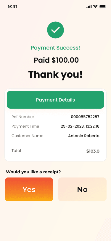 Old waiter app: payment screen 6